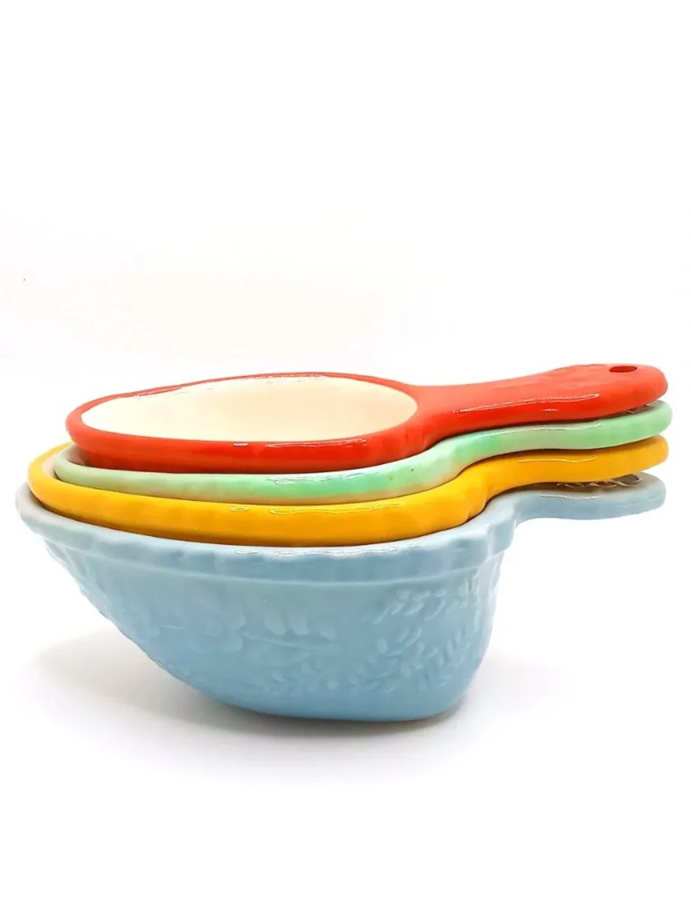 Pioneer Woman Willow Stoneware Measuring Spoon Scoop Set 4 Floral Kitchen Decor
